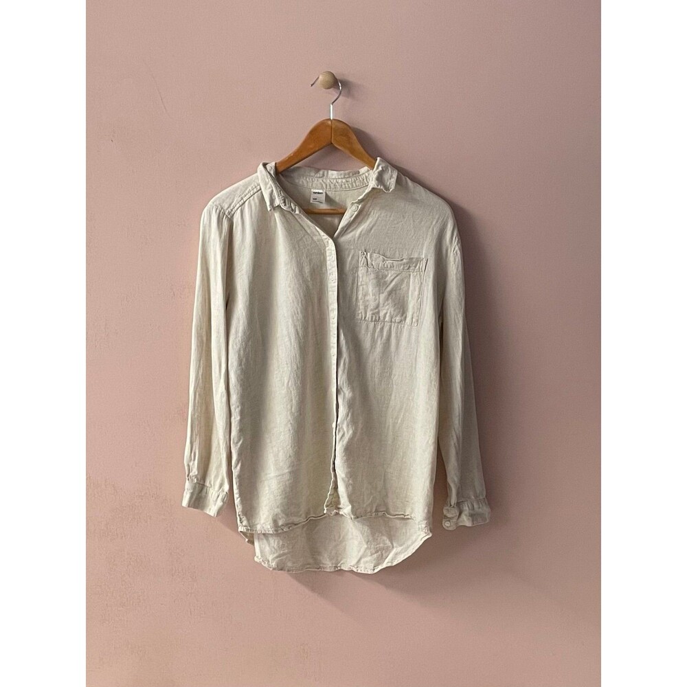Anko Cream/Beige Linen Blend Button Down Shirt Size 10 GUC